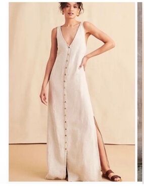 Faherty Big Sir Linen Button front Maxi Dress